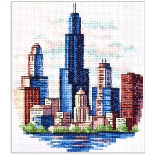 Counted Cross Stitch Kit for Adults “Chicago” - Chi-Town Cityscape Hand Embro...