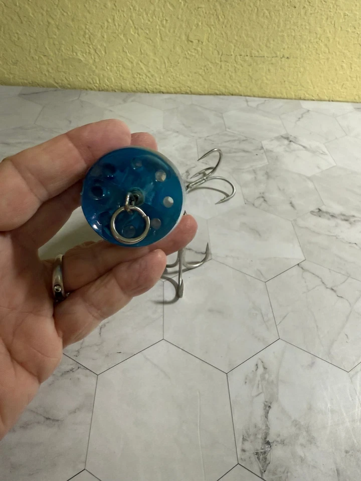 Señuelo de pesca Williamson Jet Popper superficie 120 gm azul oscuro plata azul ojos 3D Foto 3 de 4