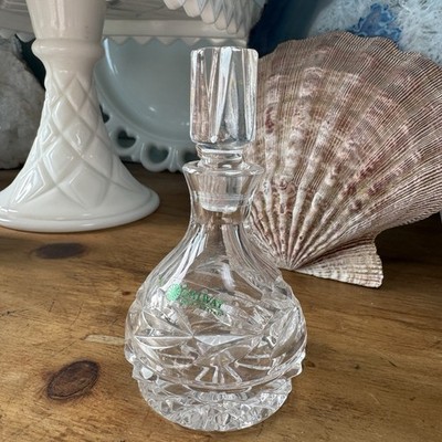 Galway Irish Cut Clear Crystal Perfume Bottle with Stopper 4.25''