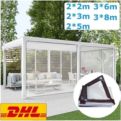 DENOTIP Wasserdichte 100% Transparente Plane mit Ösen Schutzplane LKW Folie Klare Garten