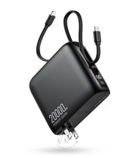 20000mAh Portable Charger, 22.5W Power Bank Built-In Cables and AC Plug