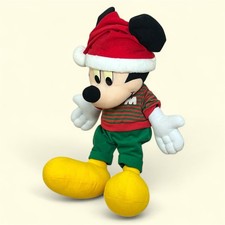 VTG Disney Holiday Mickey Mouse Santa Plush 18  Stuffed Christmas 1990s Mattel