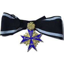 Pour Le Merite 24k Gold Plated Cross Medal Blue Max Highest Honor  Ribbon Repro