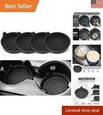Universal Fit Silicone Car Cup Holder Coasters - 4 Non-slip Inserts In Black