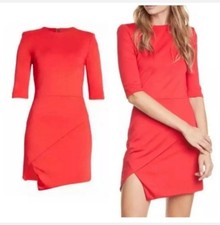  alice + olivia Nova Asymmetrical Mini Dress Red size 8 Short Sleeve $395