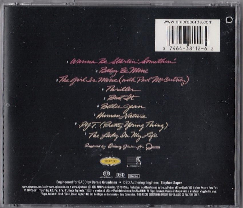 Michael Jackson – Thriller SACD Super Audio DSD Epic Records Soul