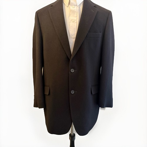 Andrew Fezza Blazer Jacket Black 100% Camel Hair Mens 43L Long Sport Coat - Picture 2 of 8