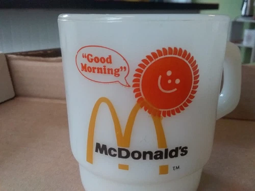 Vintage Good Morning Fire-King McDonald’s Coffee Mug 8 oz Anchor Glass 1970s USA