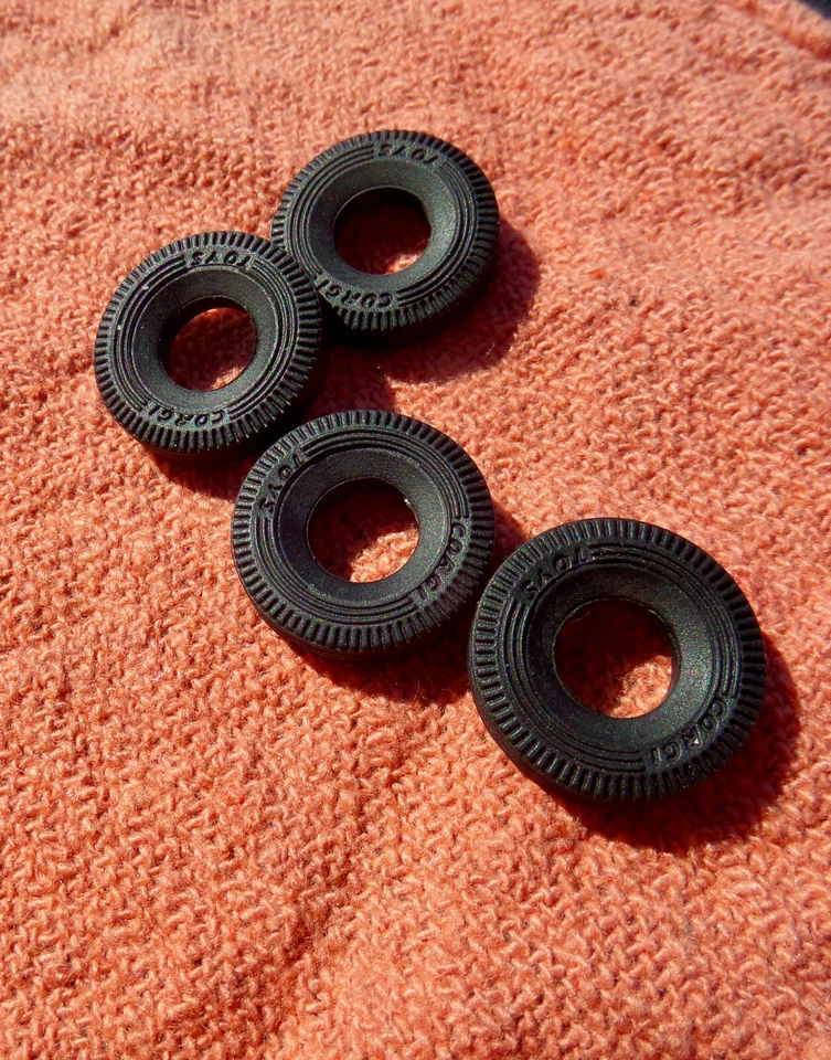 4 Corgi Toys 15mm square tread Rubber Tires Post 1967 - Image 2 of 2