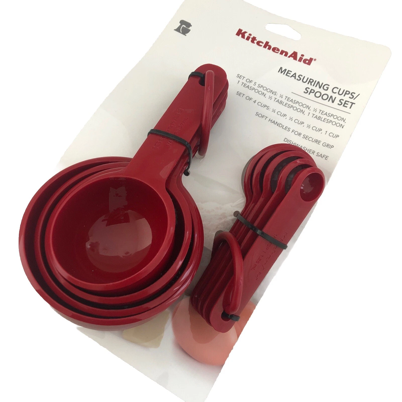 New KitchenAid 9 Measuring Cups and Spoons Empire Red HERA