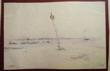 Léon Clavel IWILL (1850-1923) PASTEL DRAWING MARINE STRIKE NOIRMOUTIER SOLD 1900