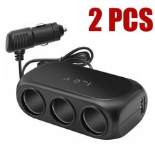 Dual Usb Car Cigarette Lighter Charger 3 Way Socket Splitter Dc 1224 V Adapter