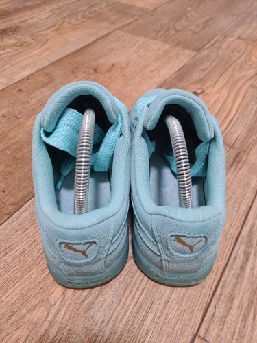 Puma Suede Heart Reset Lace Up Aruba Blue Leather Women's Trainers UK 5 - Picture 4 of 5