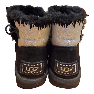 UGG フラットシューズ 7 24センチ ブラック スワロフスキー UGG Women's Black Silver Swan Swarovski Crystals Classic Short