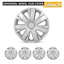 16" Set of 4 Silver Wheel Covers Snap On Full Hub Caps For R16 Tire & Steel Rim