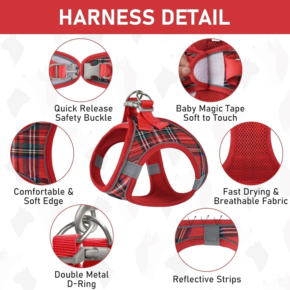 Dog Harness, Collar & Seat Belt Set, Vehicle Safety Harness, Retractable - Small