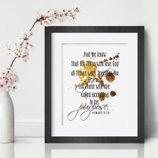 Romans 8:28 Bible Inspirational Wall Art Print Motivational Quote Poster Decor