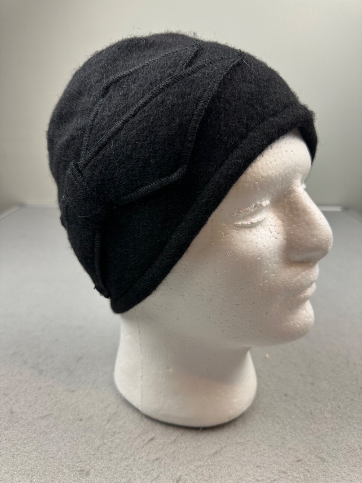 C.C. Exclusives Black Wool Beanie Cap Winter Hat With Bow Accent