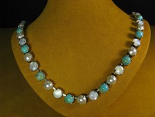MARIANA NECKLACE SWAROVSKI CRYSTALS TURQUOISE PEARL SHELL SS PL Gift Christmas