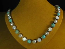MARIANA NECKLACE SWAROVSKI CRYSTALS TURQUOISE PEARL SHELL SS PL Gift Christmas