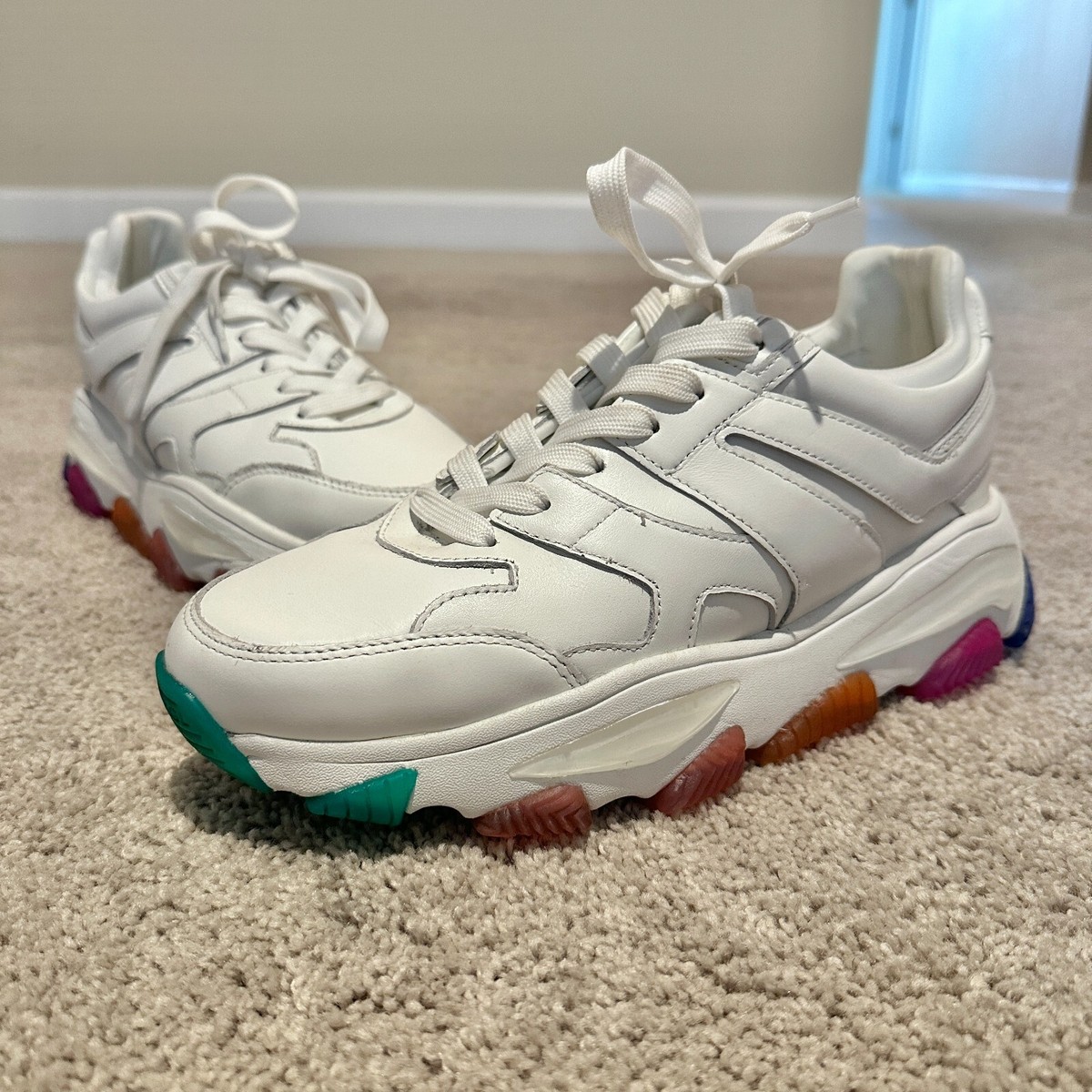 Kurt Geiger London LETTIE LaceUp Rainbow Sole Sneakers White Size (EU  42)