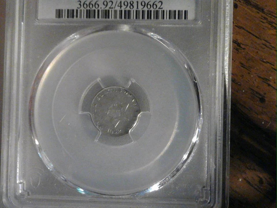 1852 3 Cent Silver Coin Cleaned Extra Fine Details ROTATED DIE - Image 2 of 3