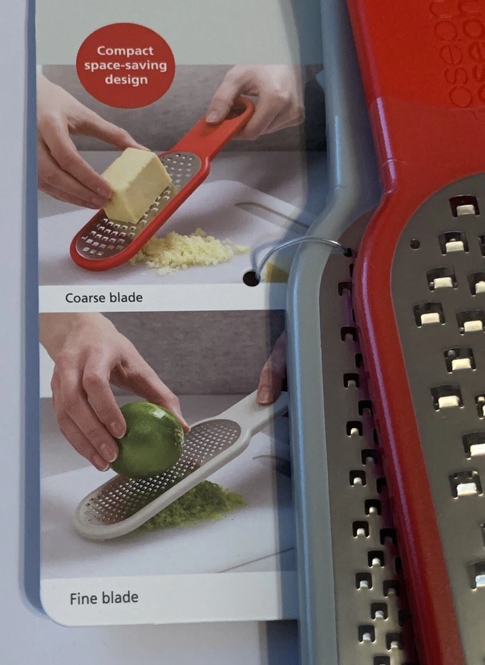Joseph Joseph Duo Juego de Ralladores 2 Piezas Hoja Fina Gruesa Compacta Espacio Rojo Gris Nuevo Foto 2 de 4