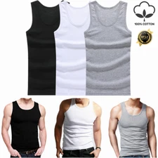 3-12 Pack Men 100% Cotton Tagless Ribbed Tank Top A-Shirt Wife Beater Undershirt