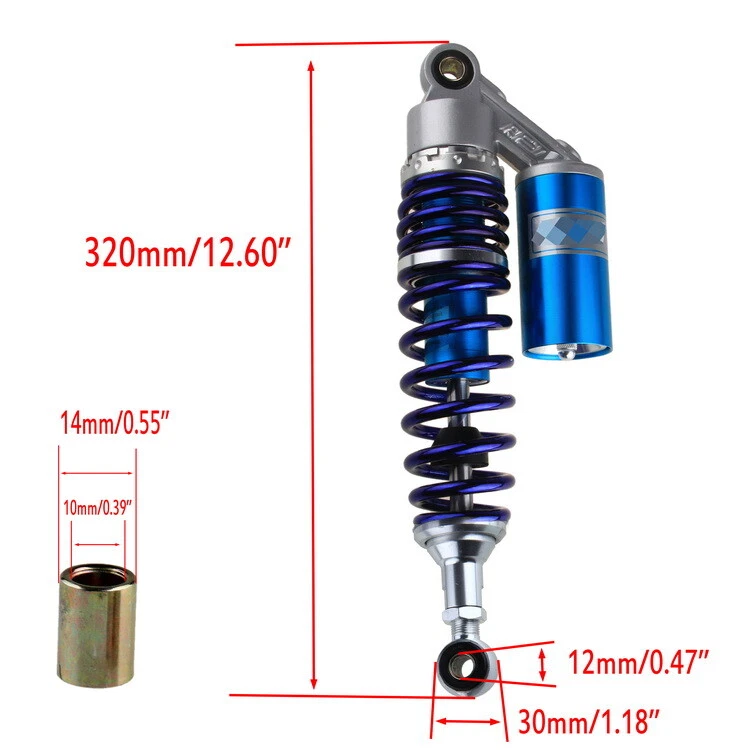 Amortecedores de ar traseiros de motocicleta azuis 320mm 12,6" adequados para Honda Harley BMW Yamaha - Imagem 3 de 4