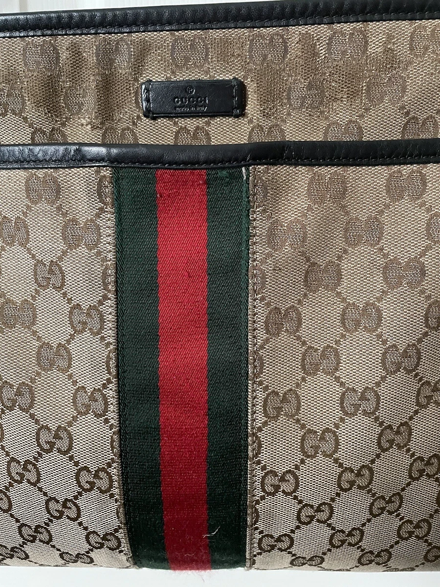 Gucci GG Supreme Monogram Web Flat Messenger Crossbody Bag Canvas/Leather