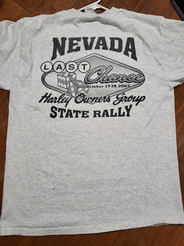 Vintage Harley Davidson Owners Group 2003 Rally Nevada Medium Gray T-Shirt Large - Picture 13 of 13
