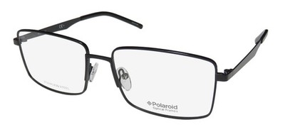 NEW POLAROID D322 EYEWEAR BLACK 55-16-145 807 SQUARE FULL-RIM MENS METAL