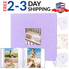 Photo Album 4x6 240 Photos with Writing Space Linen Cover with Front Window P...