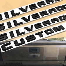 4X 2019-2025 Matte Black Overlay Emblem Nameplate Badge For Silverado Custom Kit