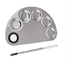 Stainless Steel Cosmetic Makeup Mixing Palette with Spatula Tool Silver