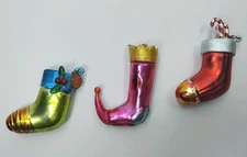 Retired DEPT 56 Mini Stocking Ornaments Striped And Christmas Colors