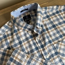 Ben Sherman Men's Large Plaid Long Sleeve Button Down Shirt Collared Top