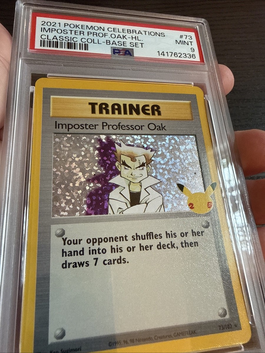 Imposter Professor Oak 73/102 Holo 2021 Pokemon Celebrations PSA 9