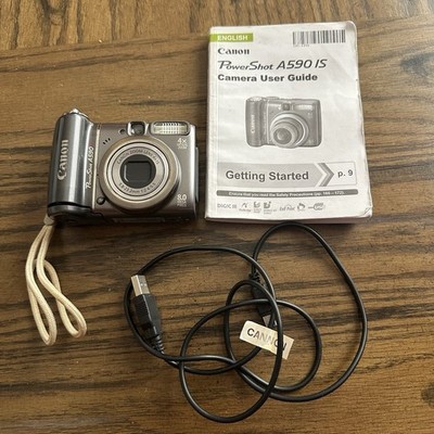 Canon PowerShot A590 Is 8.0MP Digital Camera Charge Cord Manual Works But *READ*