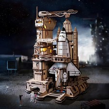 Robotime Space Shuttle Moving Rocket Launch Tower 3D Wooden Puzzle