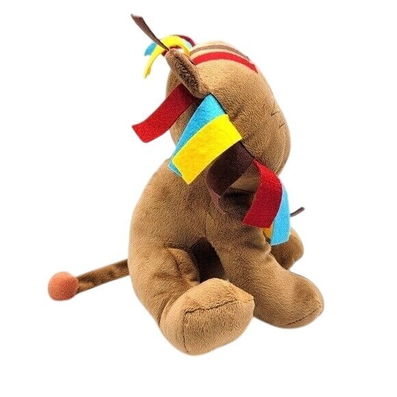 Kidsline Lion Plush Brown 9.5" Felt Tags Sewn Eyes Baby Toy Multicolor Mane