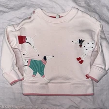 Joules Girls Pink 2Y Sweatshirt Dog Appliqué Crew Neck Pullover