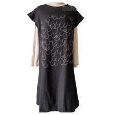 Mina Perhonen Wool Dress Plume Black Size 36 Used -Shipping from Japan