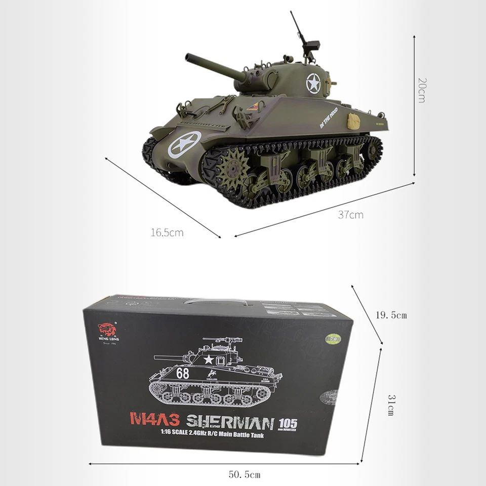 HengLong M4A3 Sherman 1:16 Rc Tank "THE FURY" Smoke Sound BB Gun Infrared 2.4Gml - Image 2 of 4