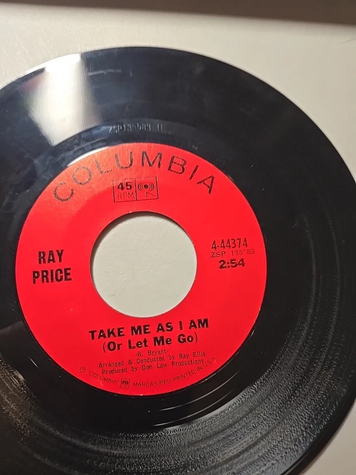 RAY PRICE: Take Me As I Am / In The Summer Of My Life .. DJ 45 RPM -1967 Foto 3 de 4