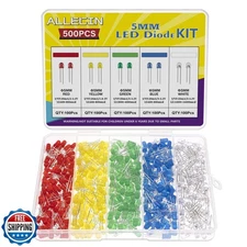 ALLECIN 5MM LED Diode Light Assortment Kit 5 Color Low Voltage Circuit Emitti