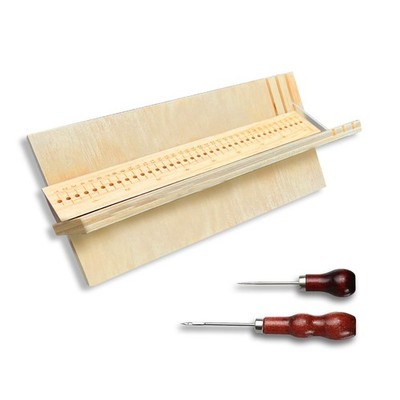 Wood Book Binding Cradle with 2 Awls Wood Bookbinding Punching Cradle with Pi...