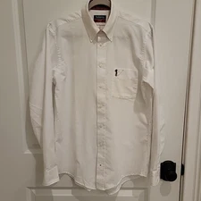 Vtg Hathaway Golf Oxford Button-down Shirt Mens Sz 15.5 White 34/35 Long Sleeve 