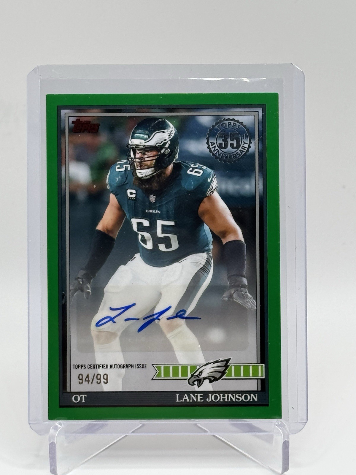 2026 Topps Football Lane Johnson 1991 Auto Green 94/99 Eagles #91AC-LJO
