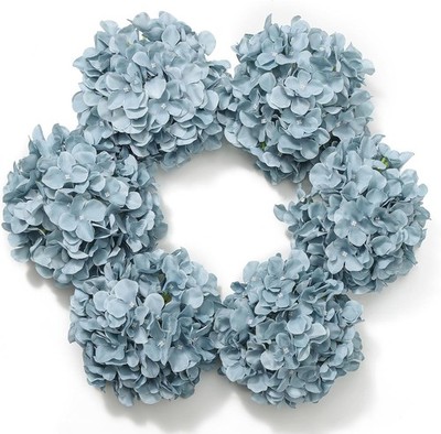 Artificial hydrangea flower headband with stem, 6 pieces, gray-blue